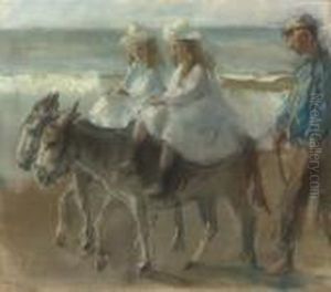 A Donkey-ride On The Beach Of Scheveningen by Isaac Lazarus Israels