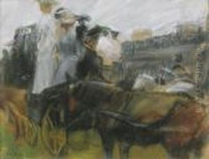 At The Longchamps Races, Paris by Isaac Lazarus Israels