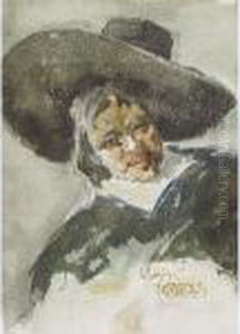Smiling Man In Wide Brimmed Hat by Isaac Lazarus Israels