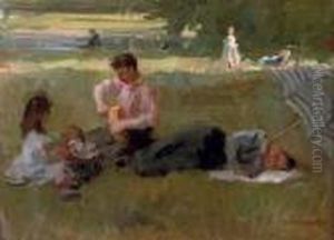 Picnic In The Bois De Boulogne, Paris by Isaac Lazarus Israels