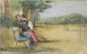 Figures Resting On A Park Bench