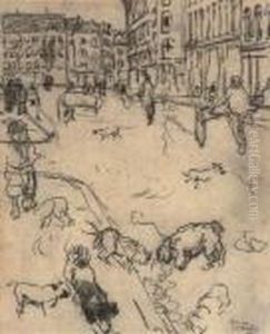 On The Rembrandt Square, Amsterdam by Isaac Lazarus Israels