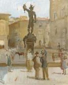 Ancient Beauty: Visitors At The Piazza Della Signoria,florence by Isaac Lazarus Israels