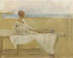 An Elegant Lady On The Beach Of Viareggio, Italy by Isaac Lazarus Israels