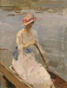 Lady On A Boat On The River Thames London by Isaac Lazarus Israels