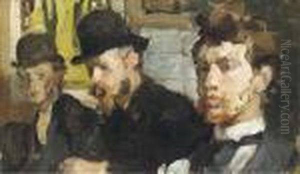 Group Portrait Of C.a. Lion Cachet, G.w. Dijsselhof And Th.nieuwenhuis - view 1