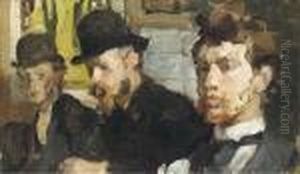 Group Portrait Of C.a. Lion Cachet, G.w. Dijsselhof And Th.nieuwenhuis by Isaac Lazarus Israels