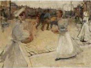 'meisjes Op De Munt' (servant Girls On The Muntplein, Amsterdam) by Isaac Lazarus Israels
