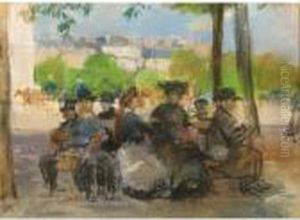 Figures In A Park, Paris by Isaac Lazarus Israels