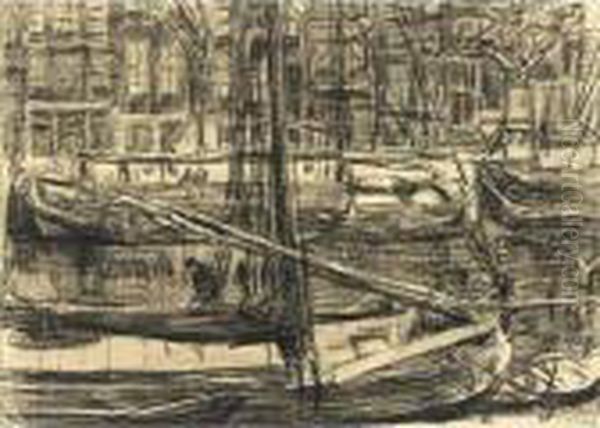 Ships In An Amsterdam Canal - view 1