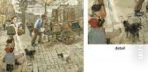 A Busy Morning On A Canal Bridge, Amsterdam by Isaac Lazarus Israels