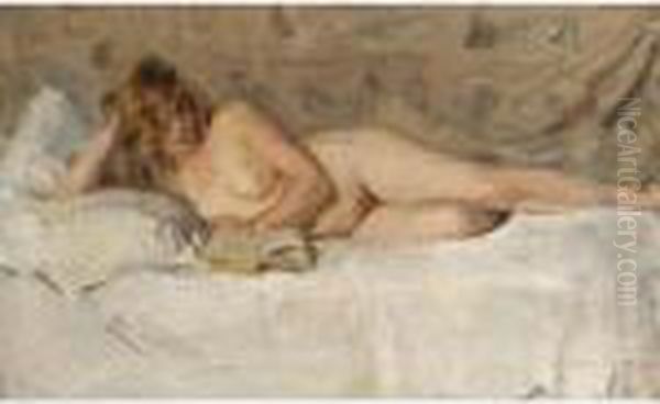 A Reclining Female Nude Reading - view 1