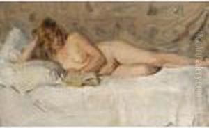 A Reclining Female Nude Reading