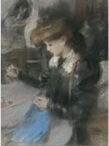A Seamstress In The Paquin Studio, Paris by Isaac Lazarus Israels