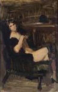 A Seated Nude On A Sofa A Seated Nude On A Sofa