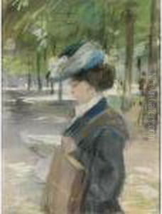 Exciting Reading (a Midinette In The Bois De Boulogne, Paris) by Isaac Lazarus Israels