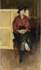 A Seated Girl In A Red Blouse A Seated Girl In A Red Blouse