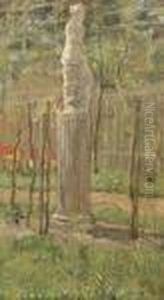 A Classical Statue In A Park by Isaac Lazarus Israels