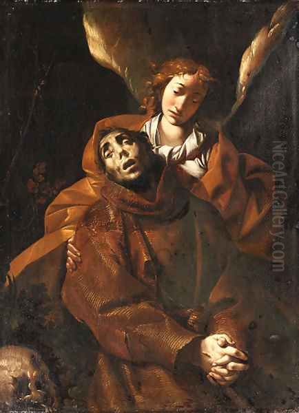 Saint Francis supported by an angel - view 1