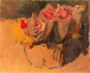 Rijnsburger Bloemenmand: A Basket With Tulips And Daffodils by Isaac Lazarus Israels