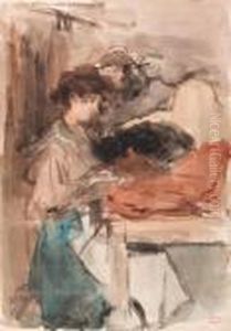 Seamstresses At Work In Paguin's Studio, Paris by Isaac Lazarus Israels