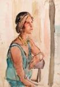 A Lady Wearing A Blue Summer Dress (recto And Verso) A Lady Wearing A Blue Summer Dress (recto And Verso)