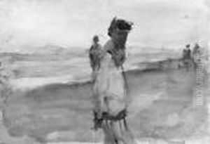Elegant Ladies On The Beach Of Viareggio by Isaac Lazarus Israels