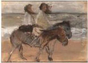 Donkey Riding On The Shore by Isaac Lazarus Israels