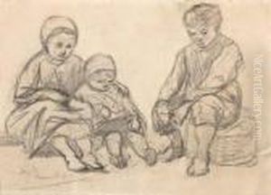 Drie Visserskinderen by Jozef Israels