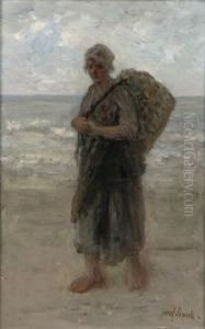 A Fisherwoman On The Beach by Jozef Israels