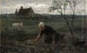 Woman In The Field by Jozef Israels