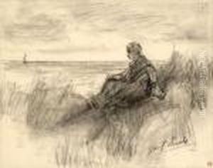 Woman Waiting On The Beach by Jozef Israels