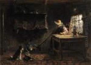 Woman By The Fireplace by Jozef Israels