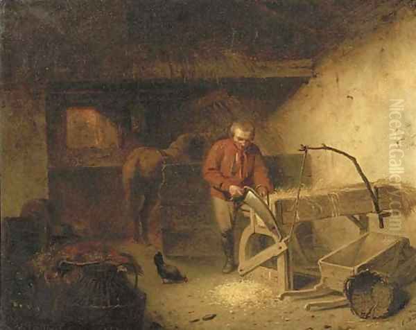 A farmer at work in a stable - view 1