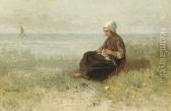 Meisje Op Het Duin: Knitting In The Dunes - view 1