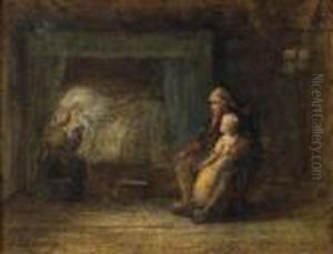 Interior With Dutch Peasant Family by Jozef Israels