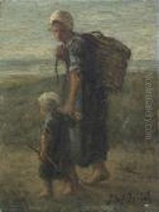 Fischerfrau Mit Ihrem Kind In Den Dunen by Jozef Israels