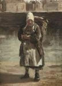 Fisherwoman With A Basket by Jozef Israels