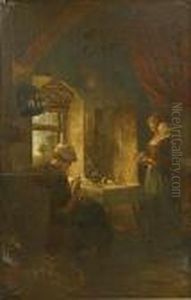 Meres Et Enfant Dans Un Interieur by Jozef Israels