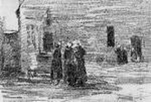 Auf Der Dorfstrase. by Jozef Israels