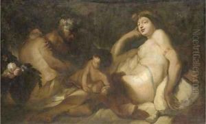 Venus and Bacchus with cupid and a satyr by Antonio Molinari