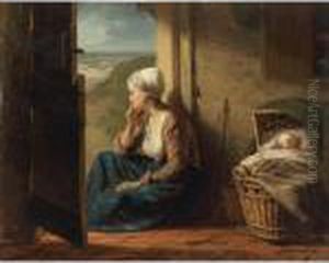 Awaiting The Fisherman's Return (after The Storm) by Jozef Israels