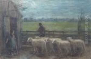 Het Binnendrijven Der Schapen: Guiding The Flock Home by Jozef Israels