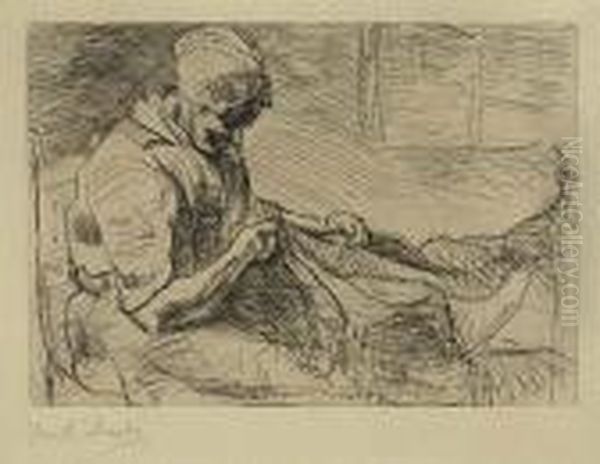 Woman Mending Nets>. - view 1