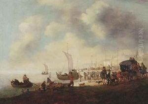 Fishermen and townsfolk on the beach at Scheveningen