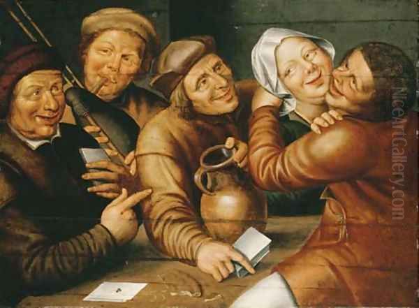 Peasants carousing and playing cards - view 1
