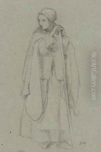 A shepherdess by Jean-Francois Millet