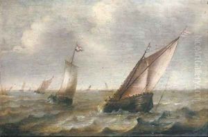Shipping on choppy waters by Pieter the Younger Mulier