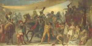 Knights preparing for a tournament by Sir John Everett Millais