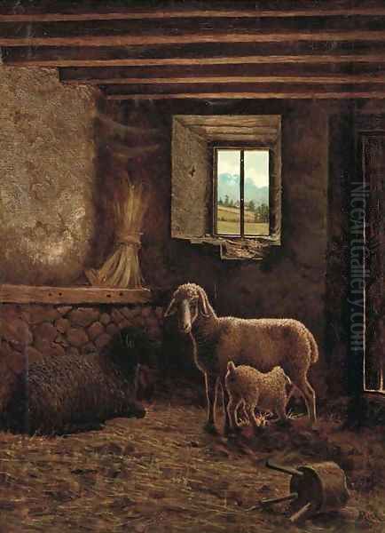 Sheep in a barn - view 1